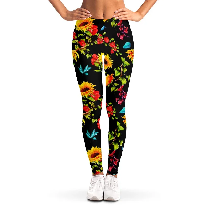 Sunflower Floral Pattern Print Women's Leggings