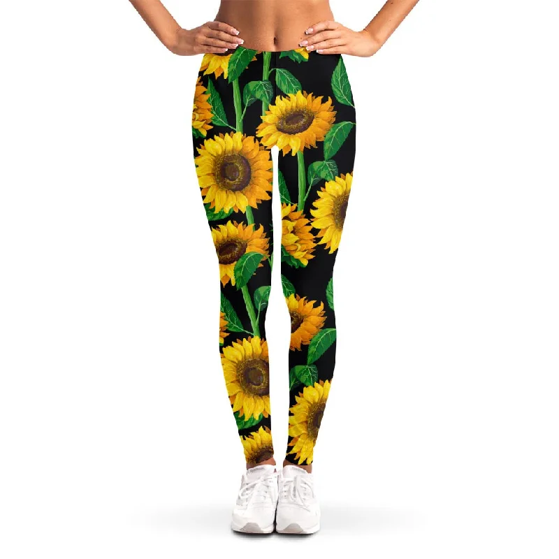 Sunflower Pattern Print Women's Leggings