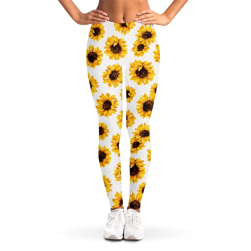 Sunflower Polka Dot Pattern Print Women's Leggings