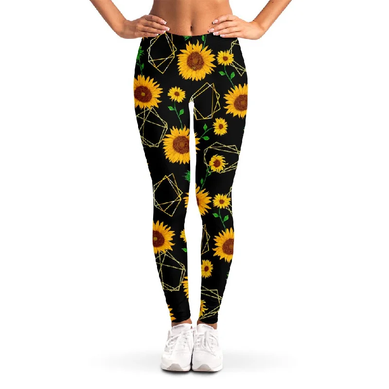 Sunflower Polygonal Pattern Print Women's Leggings