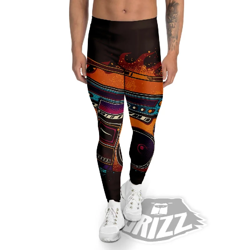 Tape Old Cassette Print Men's Leggings