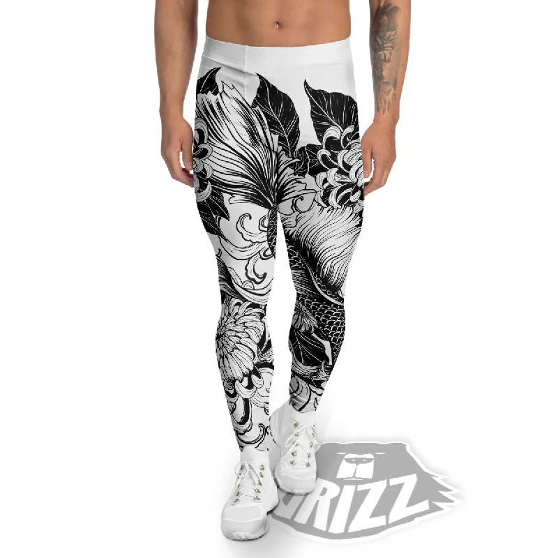 Tattoo Japanese Elemental Print Men's Leggings