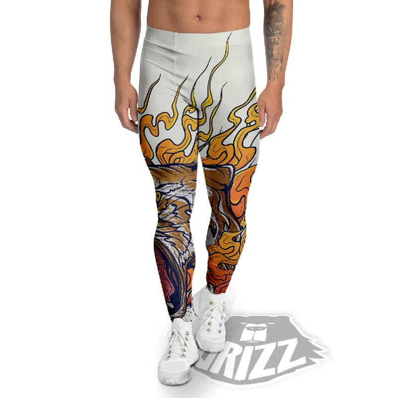 Tattoo Japanese Tiger Print Men's Leggings