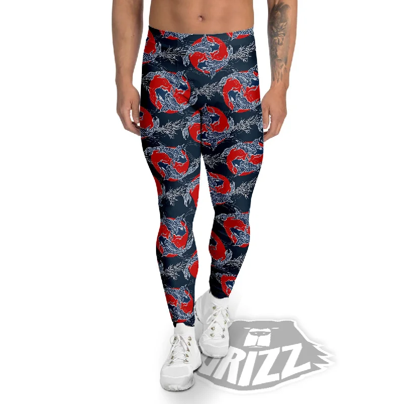 Tattoo Koi Fish Japanese Print Pattern Men's Leggings