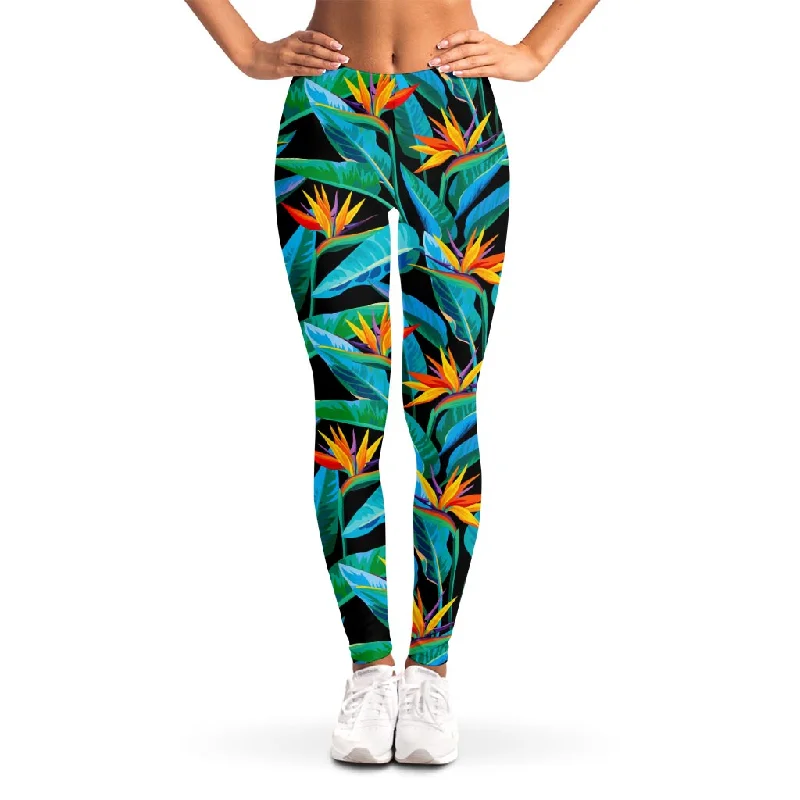 Teal Tropical Pattern Print Women's Leggings