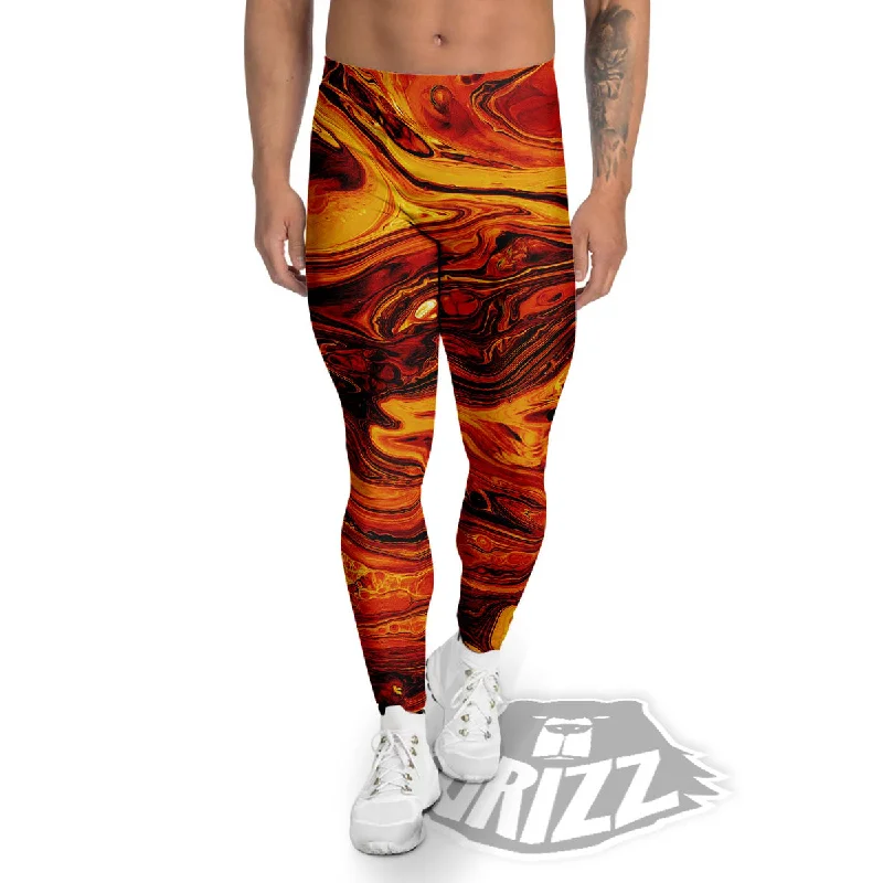 Texture Lava Print Men's Leggings