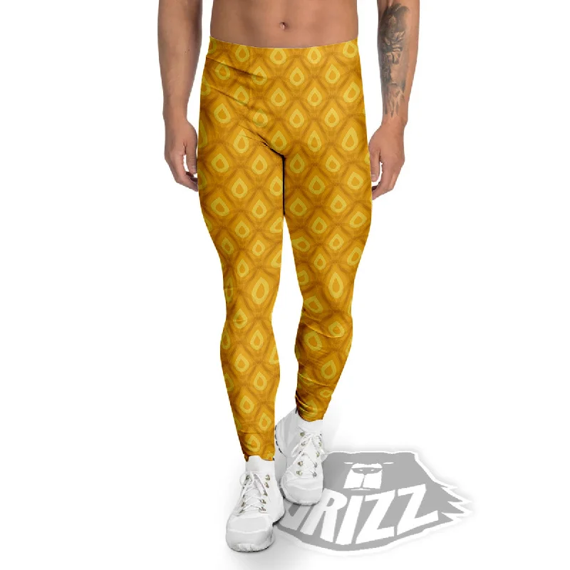 Texture Pineapple Print Pattern Men's Leggings