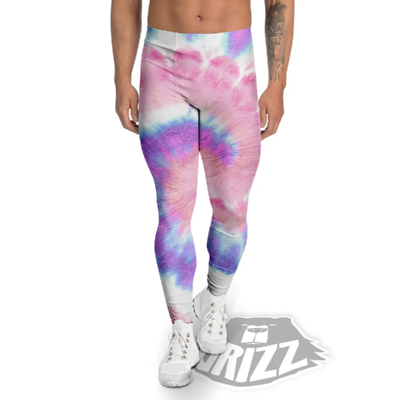 Tie Dye Pastel Spiral Print Men's Leggings