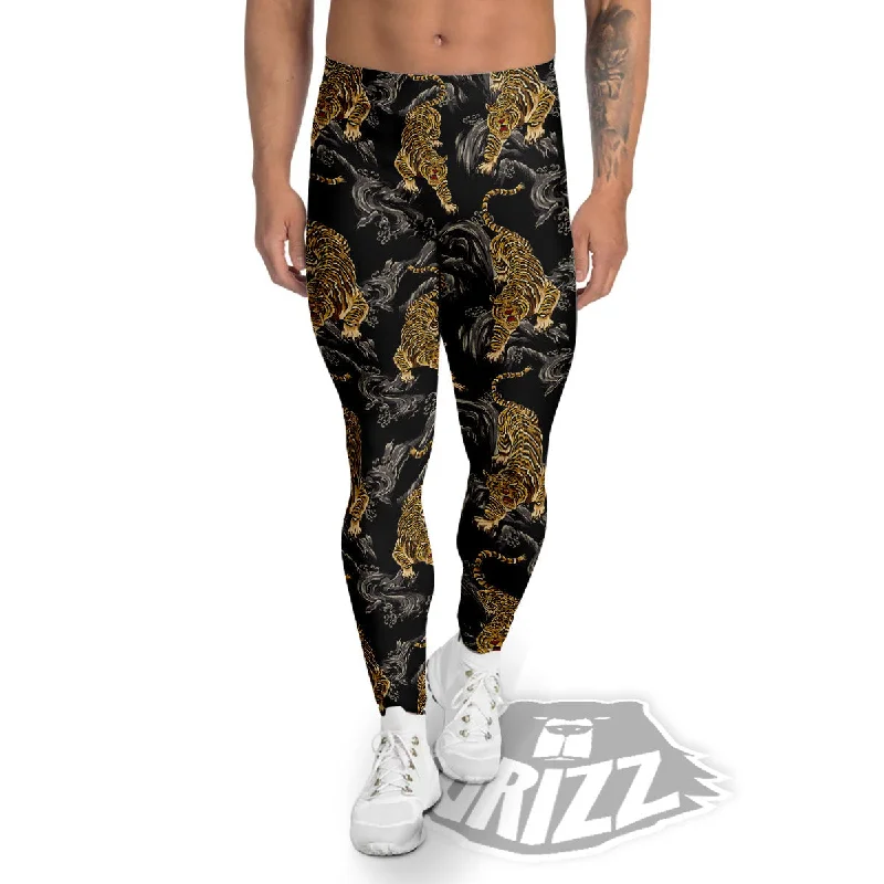 Tiger Japanese Print Pattern Men's Leggings