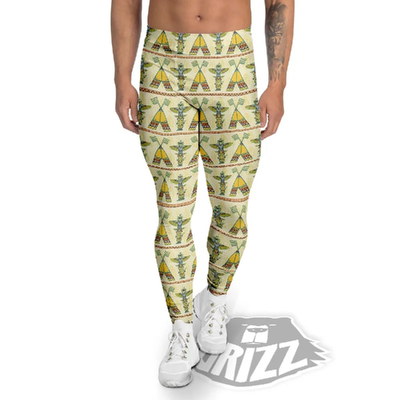 Totem Native Print Pattern Men's Leggings