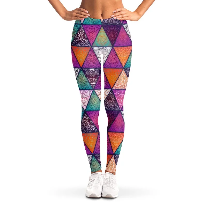 Triangle Bohemian Mandala Pattern Print Women's Leggings