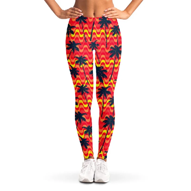 Trippy Palm Tree Pattern Print Women's Leggings