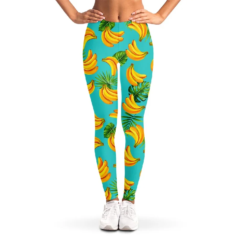 Tropical Banana Leaf Pattern Print Women's Leggings