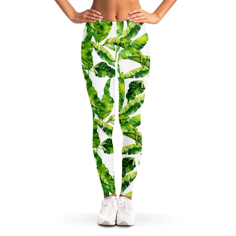 Tropical Banana Leaves Pattern Print Women's Leggings