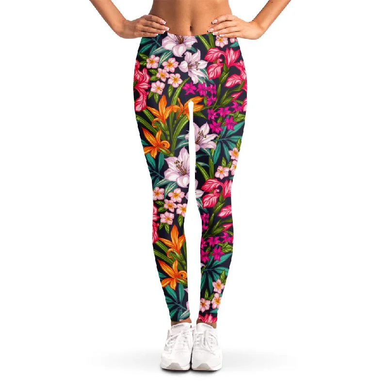 Tropical Flowers Pattern Print Women's Leggings