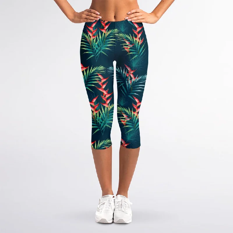 Tropical Plants Hawaii Pattern Print Women's Capri Leggings