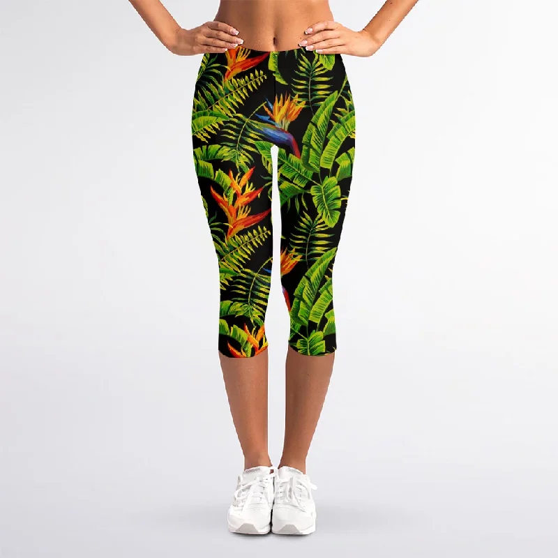 Tropical Summer Pattern Print Women's Capri Leggings