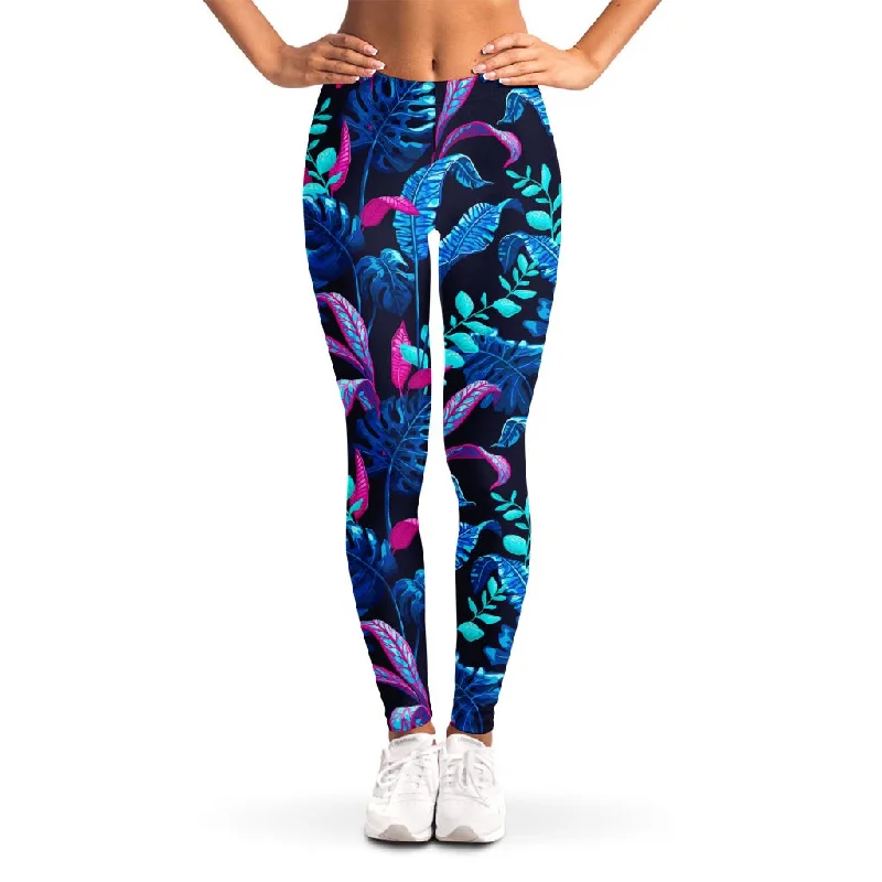 Turquoise Hawaii Tropical Pattern Print Women's Leggings