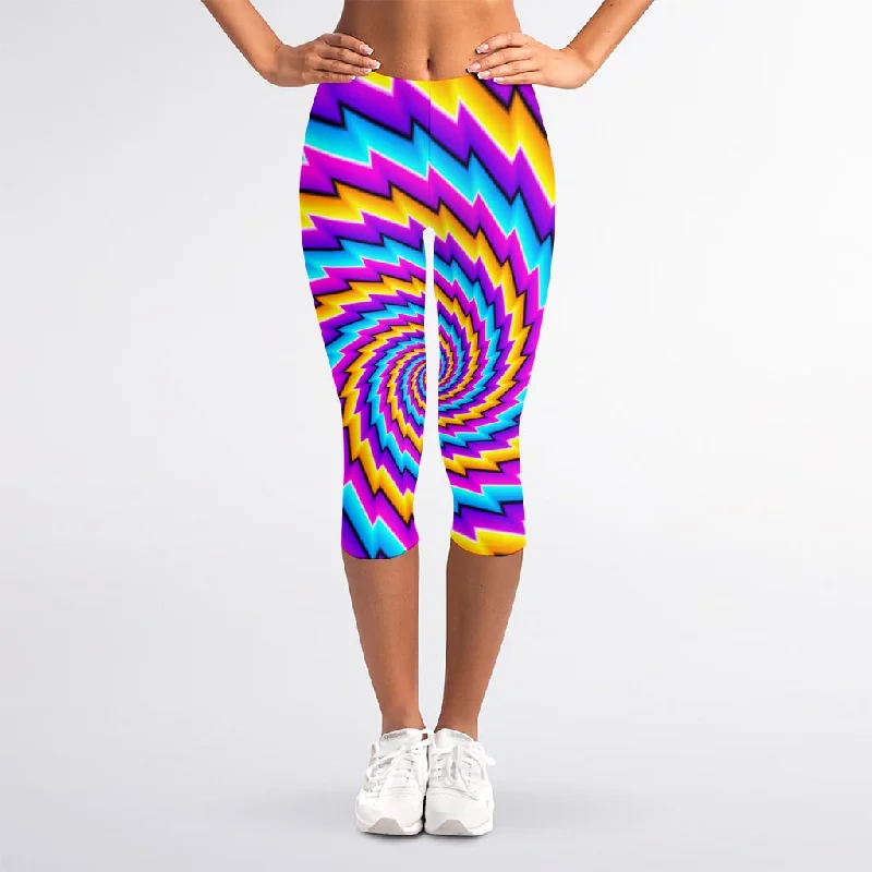 Twisted Spiral Moving Optical Illusion Women's Capri Leggings