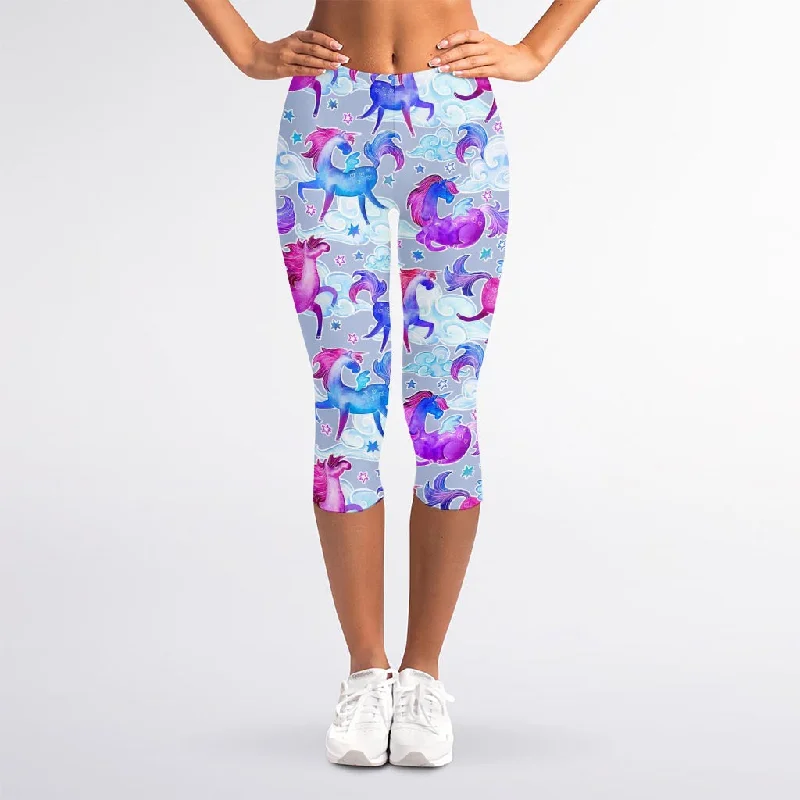 Unicorn Paradise Pattern Print Women's Capri Leggings