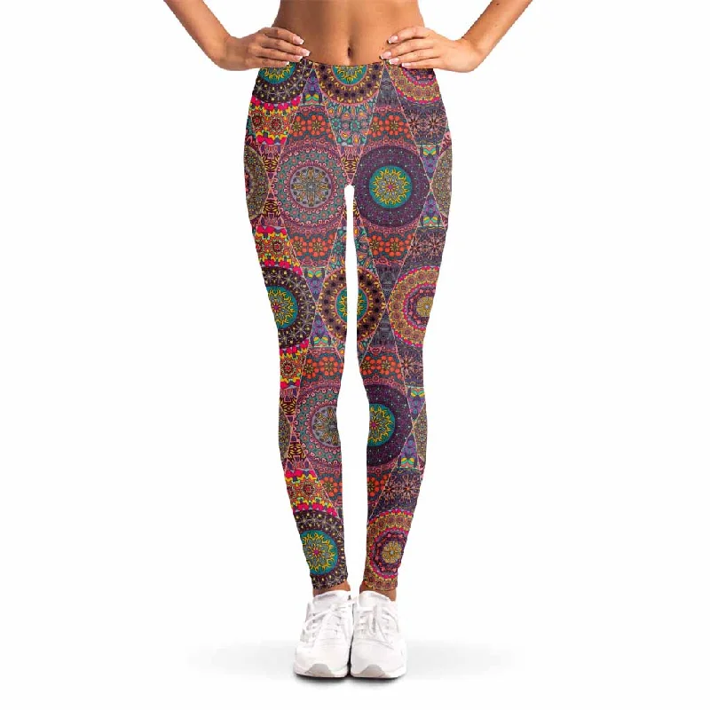 Vintage Bohemian Floral Mandala Print Women's Leggings