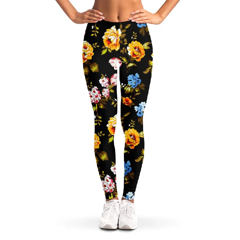 Vintage Floral Flower Pattern Print Women's Leggings