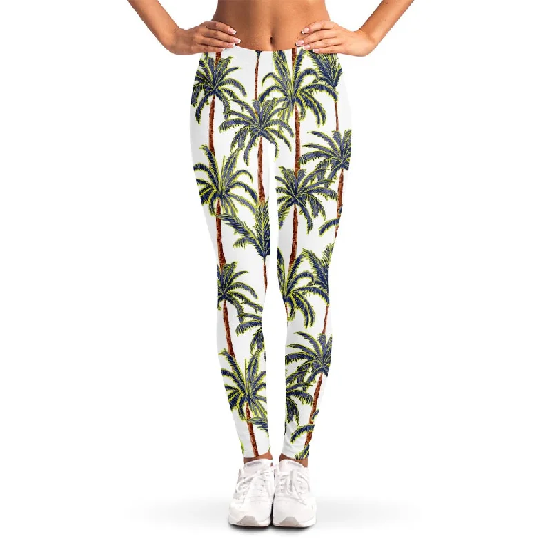 Vintage Palm Tree Beach Pattern Print Women's Leggings