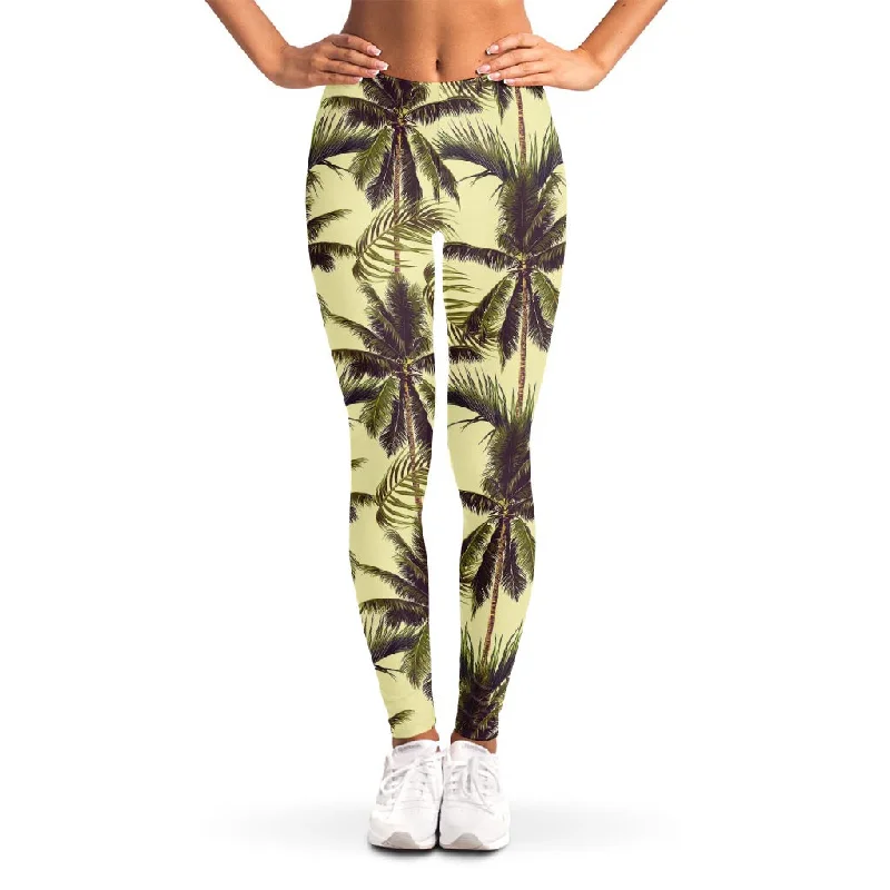 Vintage Palm Tree Pattern Print Women's Leggings