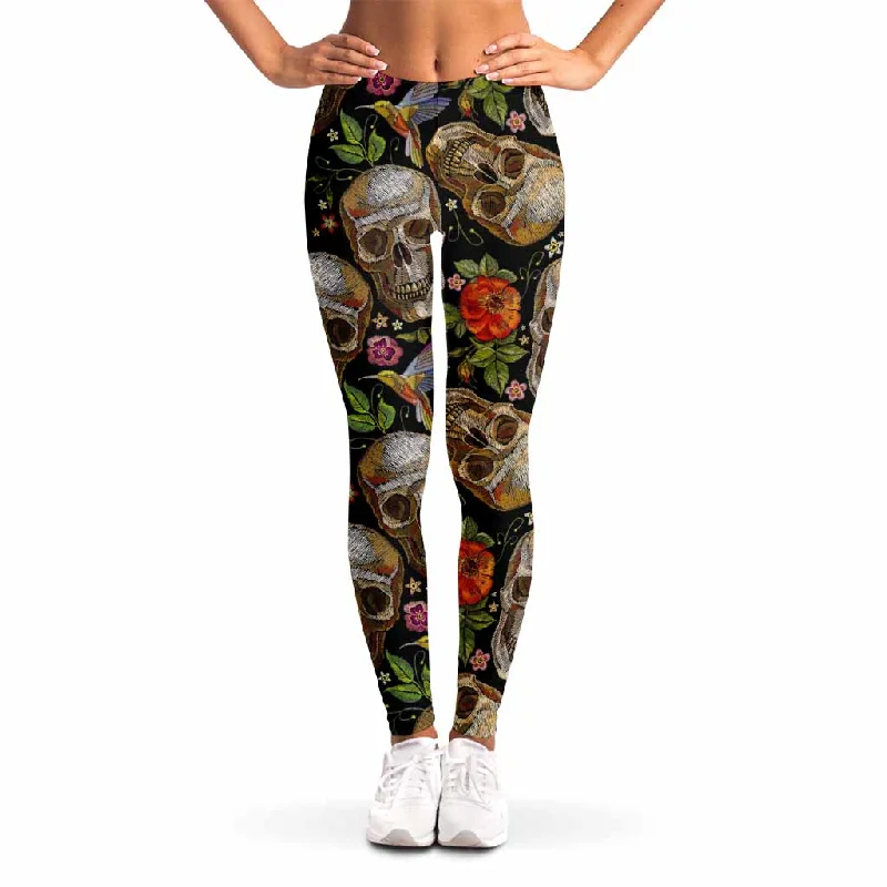 Vintage Skull Pattern Print Women's Leggings