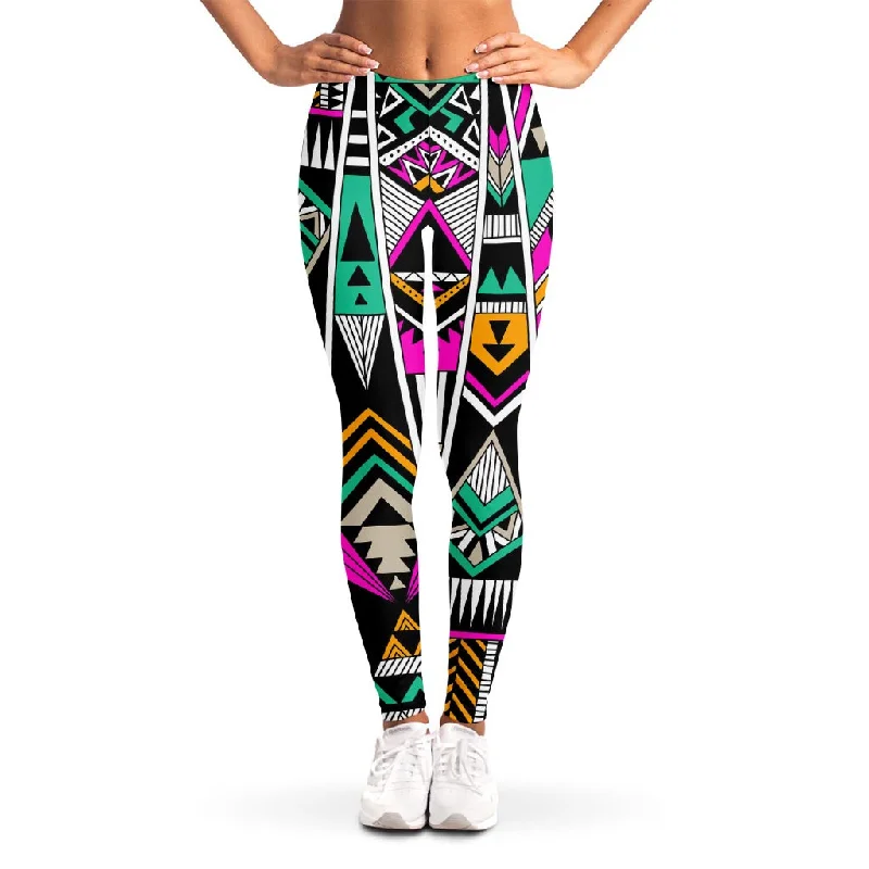 Vintage Tribal Aztec Pattern Print Women's Leggings