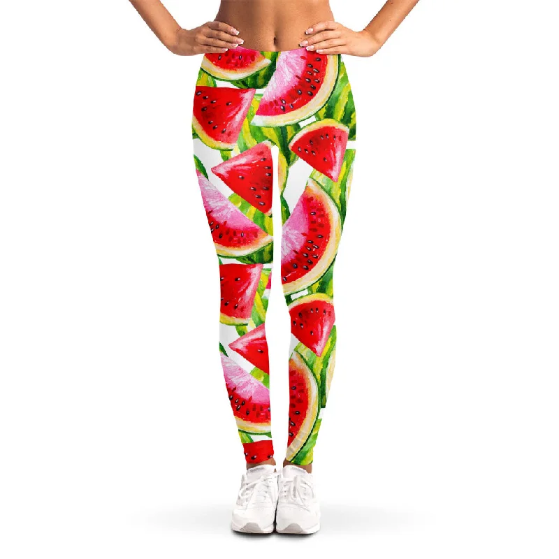 Watercolor Watermelon Pattern Print Women's Leggings