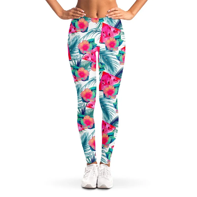 Watermelon Teal Hawaiian Pattern Print Women's Leggings