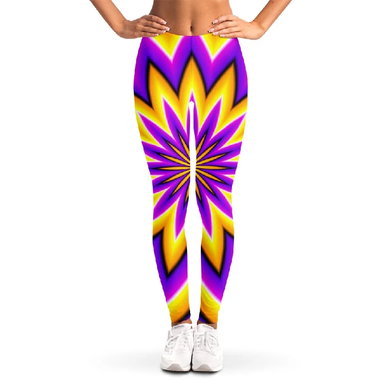 Yellow Flower Moving Optical Illusion Women's Leggings