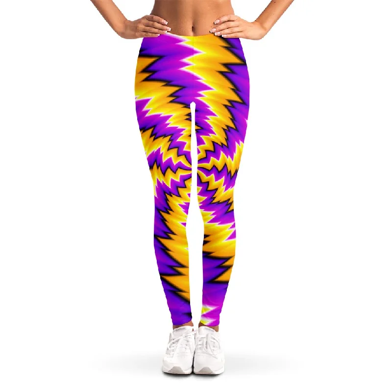 Yellow Vortex Moving Optical Illusion Women's Leggings