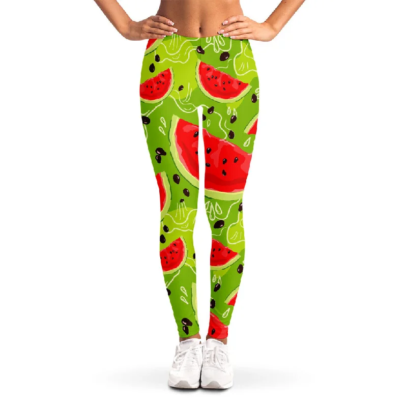 Yummy Watermelon Pieces Pattern Print Women's Leggings