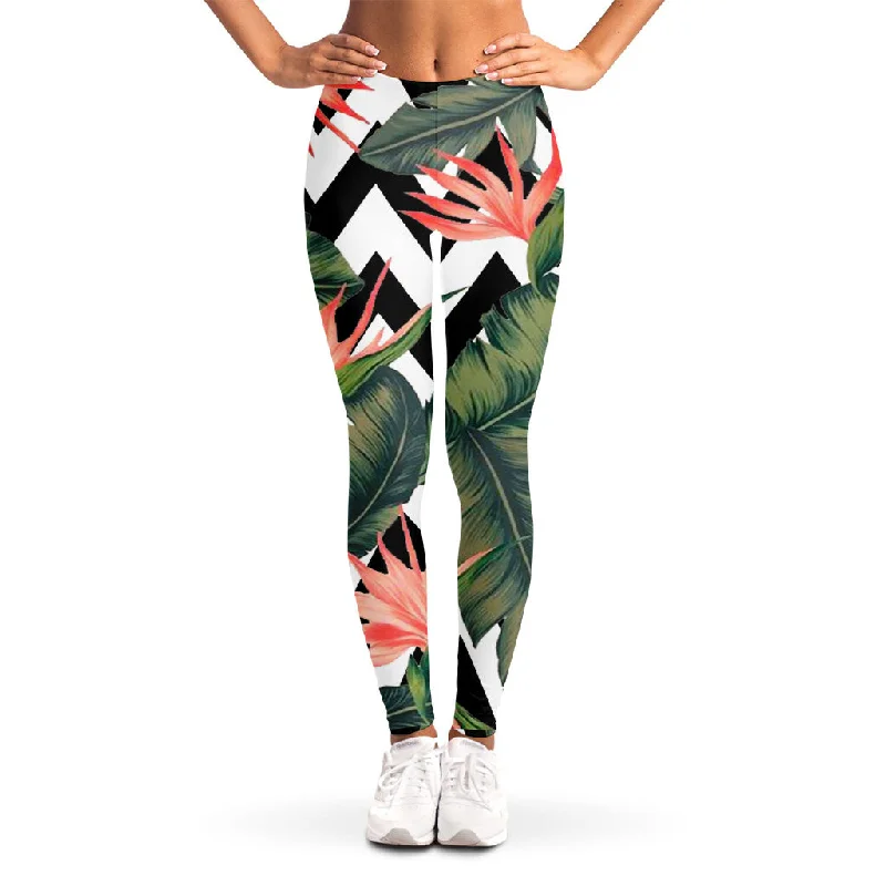 Zig Zag Tropical Pattern Print Women's Leggings