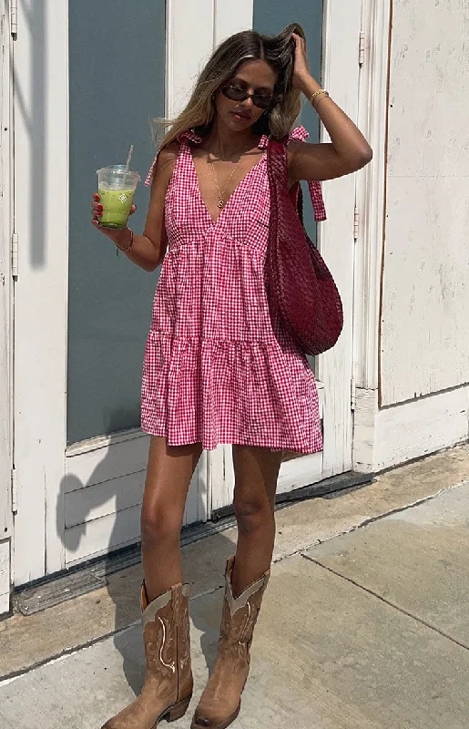 Angel Girl Red Gingham Mini Dress