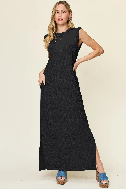 Oaklynn Full Size Texture Mock Neck Sleeveless Maxi Dress