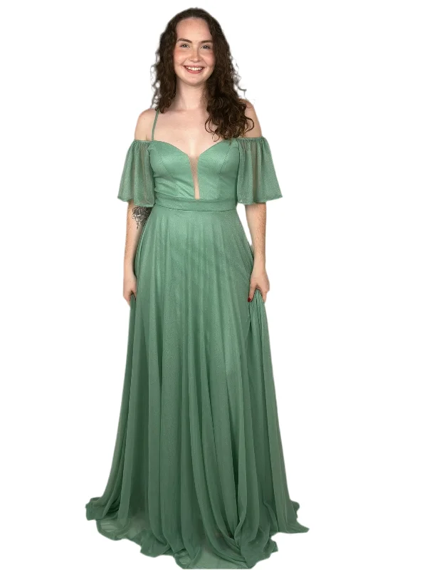 Green Cold Shoulder Maxi Dress