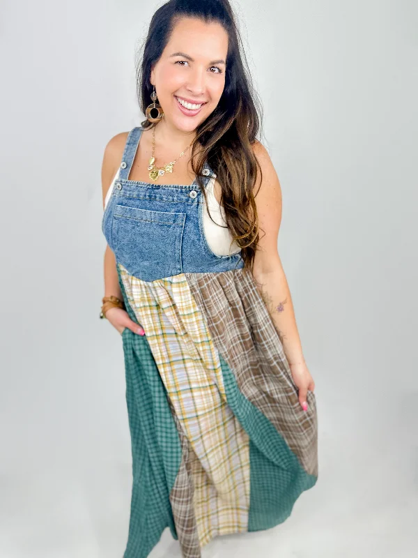 RESTOCK : Plaid to Meet You Overall Dress