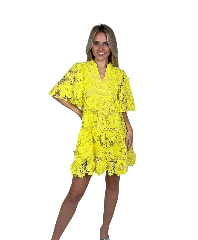 Lemon 3D Crotchet Mini Dress