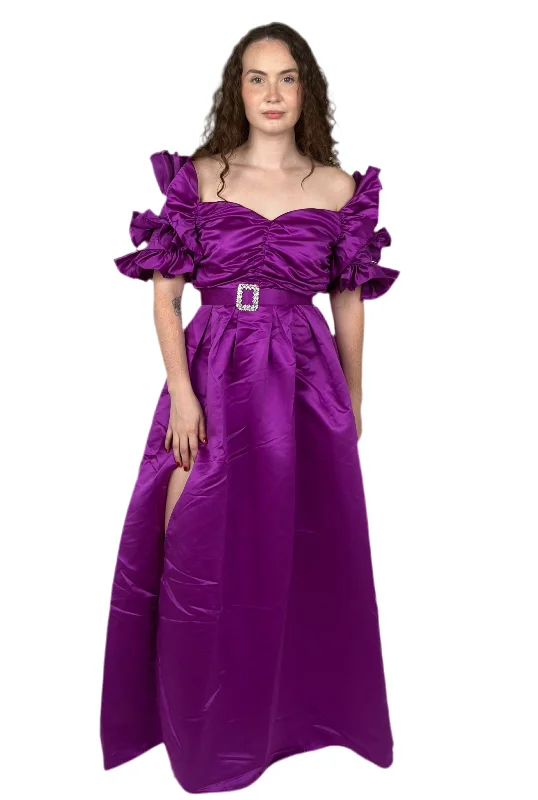 Purple Off Shoulder Gown