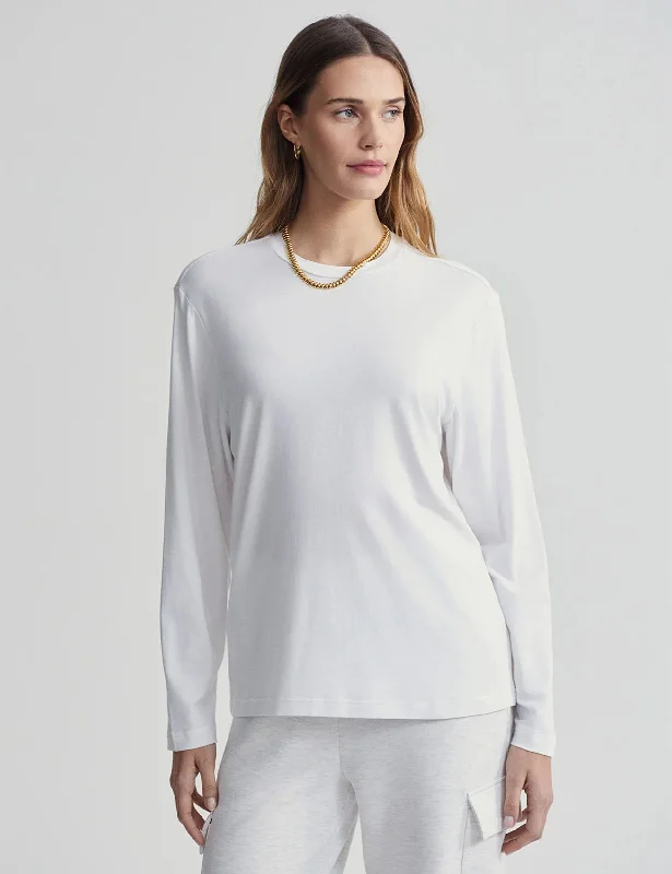 Leah Long Sleeve Boyfriend Tee - White