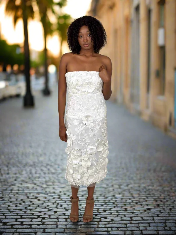 White Embroidered Midi Dress